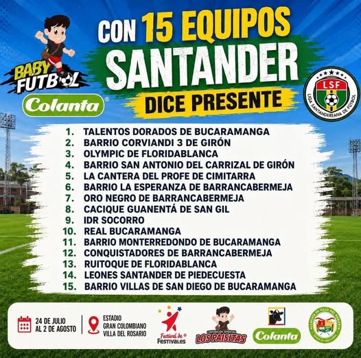 QUINCE EQUIPOS TENDRÁ SANTANDER EN EL ZONAL NACIONAL ORIENTE DE LA BABYFÚTBOL
